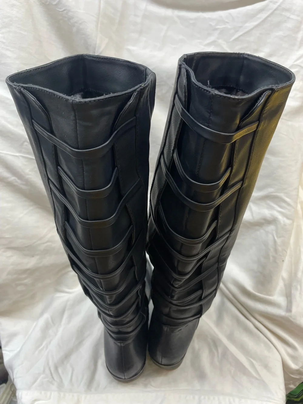 Black Knee-High Women's Boots - Classic faux Leather Sz 10